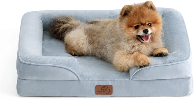 Small Orthopedic Dog Bed - Washable Bolster Sofa Beds for Small Dogs, Light Blue