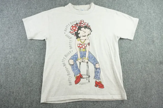 Betty Boop Shirt Adult Gray XL Vintage Spell Out Graphic Pin Up