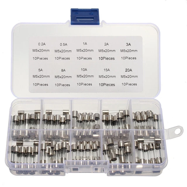 Kit fusibili standard vetro domestico soffiaggio rapido 0,2 A-20A 16*12*2,1 cm 250 V 5*20 mm