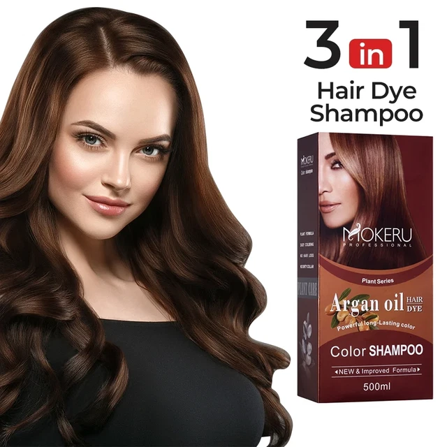 DARK BROWN INSTANT Hair Dye Shampoo Natural Plant Essence with Argan