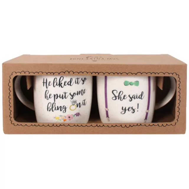 ❤He Liked It So He Put Some Bling On It & She Said Yes - Couples Mug Set Engaged 2