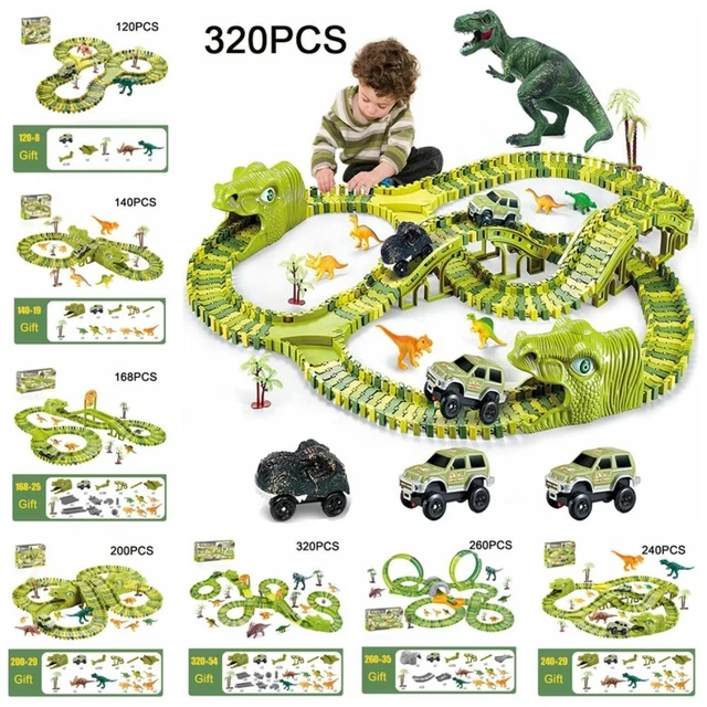Bend Flexible Race Track Dinosaur Electric Rail Car   Children Gifts