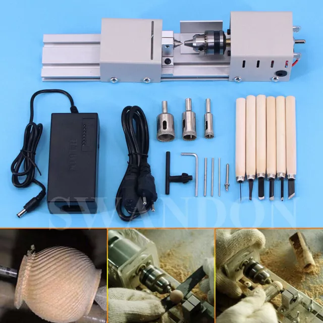 96W Mini Beads Machine Miniature Lathe DIY Woodworking Beads Wood Working Tool