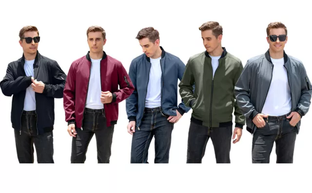 Men's Bomber Jacket Lightweight Sportswear Slim Fit Windbreaker Softshell Jacket
