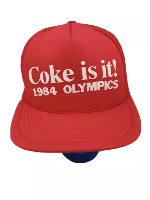 Vtg 1984 Coke Is It,! Olympics Red Mesh Snapback Trucker Hat, Estate Sale