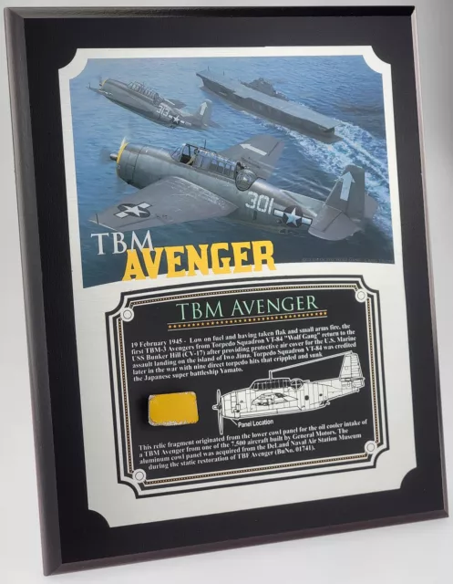 WWII TBM Avenger Relic Plaque - Full Color 8"x10" 2