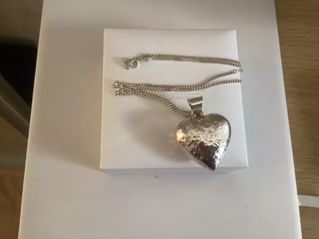 Sterling silver gorgeous large heart pendant on 20" chain ...boxed ,