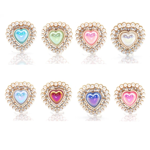 Peach Heart Pearl Rhinestone Alloy Jewelry Accessory For DIY Clothing Ornaments