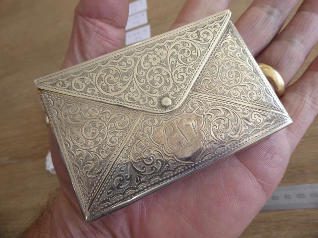 Large  Antique Solid Silver Calling Card Case  Dates C 1906
