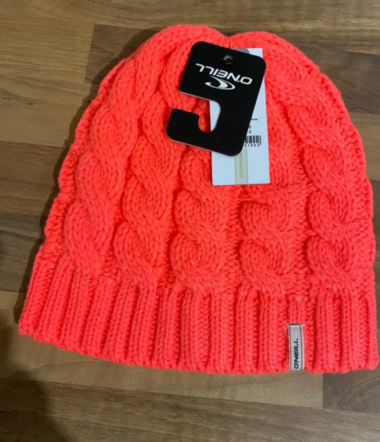 Gorro de invierno clásico mandarina rosa neón para niñas O'Neill. Talla única. Nuevo con etiquetas