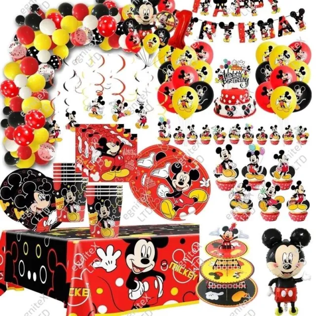 Disney Mickey Mouse Birthday Decorations, Party Tableware Supplies Balloons