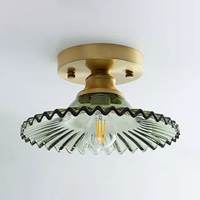 Modern Ceiling Light Green Glass Shade Semi Flush Mount Pendant Lamp for Hallway