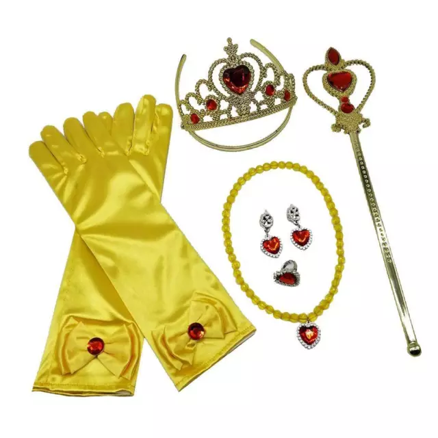 Ragazze Principessa Belle Costume Cosplay Guanto Fata Bacchetta Tiara Jewerly