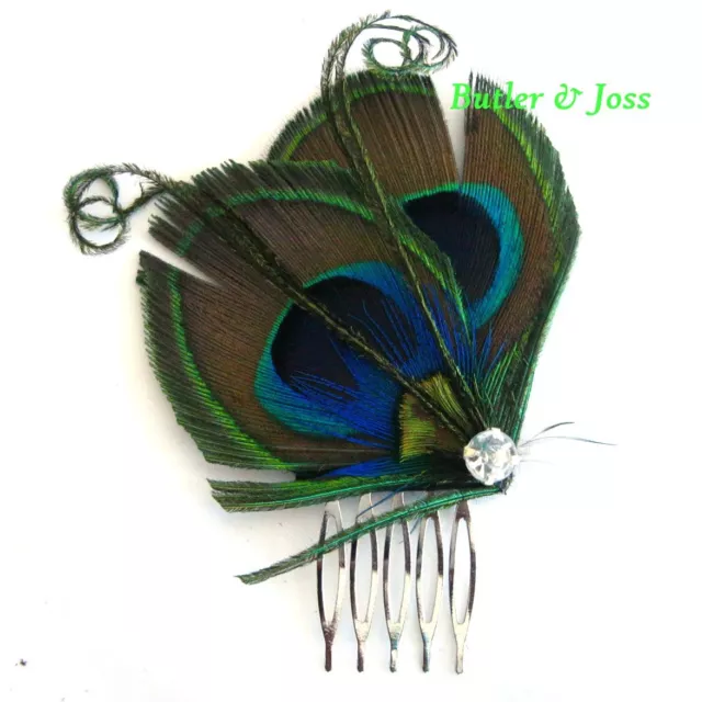 Peacock Feather Hair Comb Accessories Prom Wedding Bridal Fascinator 'Ella'