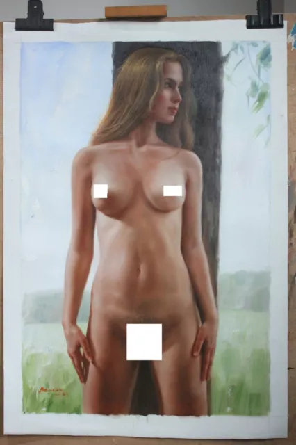 femme nue tableau peinture huile sur toile / nude female  oil  painting on canva