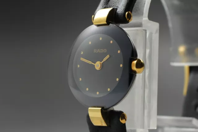 [Exc+5] RADO Coupole Classic 204.4079.4N Black Quartz Ladies From JAPAN W78