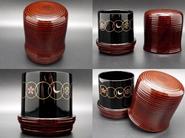 Japan Lacquer Wooden Tea caddy Hounsai`s taste Shichifuku Chaki Fukurokujyu  526