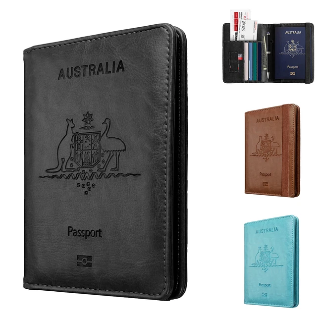 Travel Passport Case Leather ID Card Wallet Holder RFID Blocking Anti Scan Cover