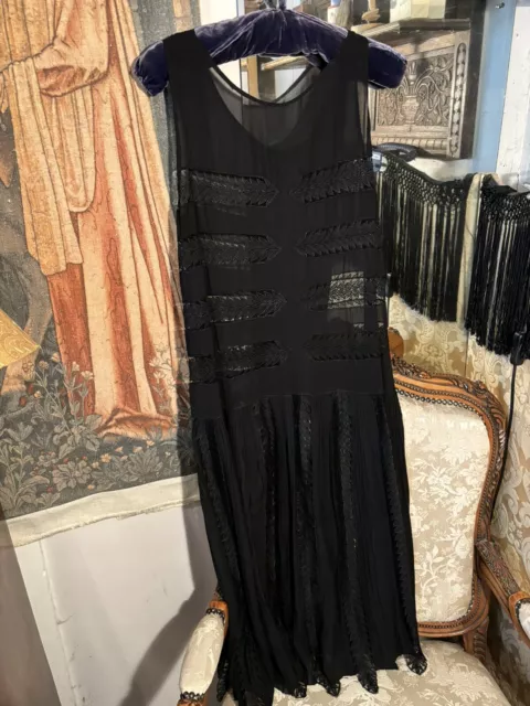 30’s Genuine Vintage Chiffon And Lace Evening Dress. Stunning 36bustx45ins Long