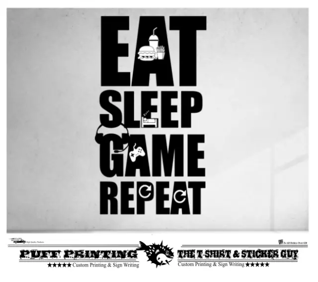 EAT SLEEP GAME  xbox ps4 ps5 vinyl wall art Stickers childrens bedroom gaming