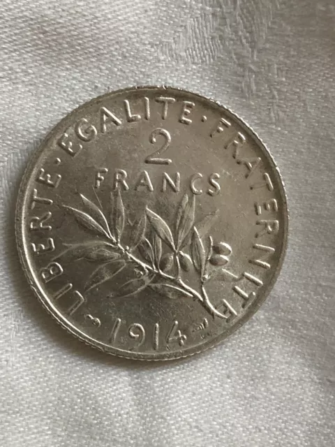 PIECE DE MONNAIE 2FRANCS  FRANCE semeuse 1914 EN ARGENT  ETAT SUP GRAVEUR ROTY