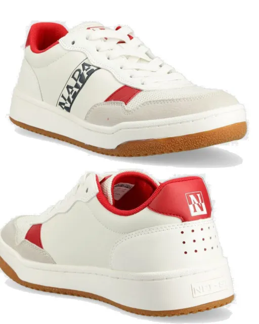 Chaussures sportif Sneakers HOMME Napapijri Courtis blanc rouge Lifestyle