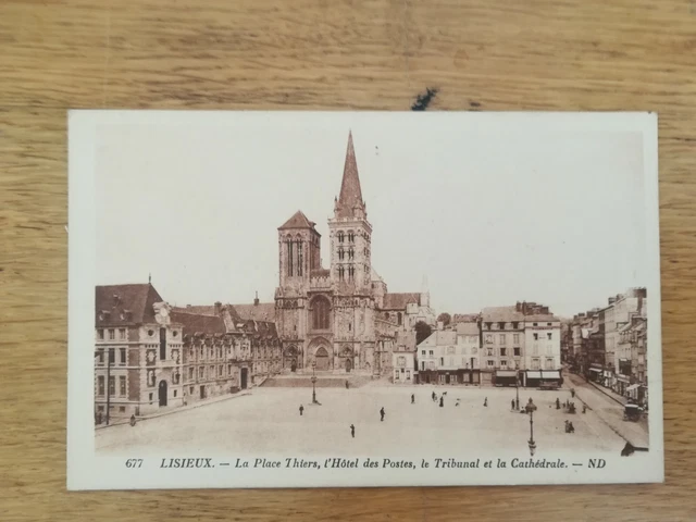 CPA Antique - Lisieux - Place Thiers Hotel Of Posts Tribunal Cathedral