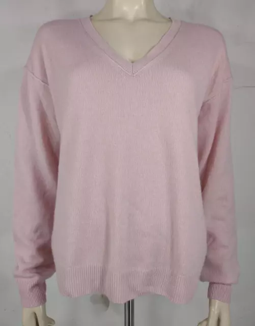 Neiman Marcus pink 100% Cashmere V-neck pullover sweater womens Large