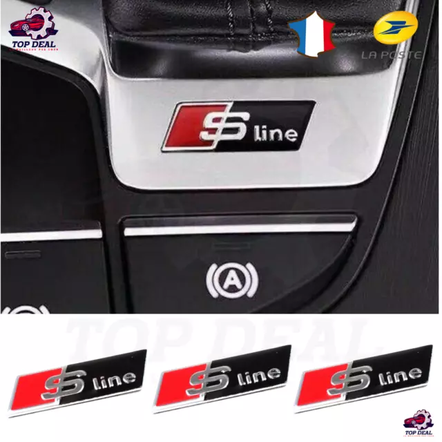 3x Logo Audi S Line noir Volant Sline Sticker aluminium AUTO Neuf 2