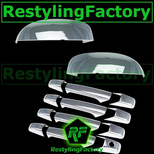 07-13 Chevy Suburban+Tahoe+Avalanche Chrome Mirror+4 Door Handle NO PSG KH Cover