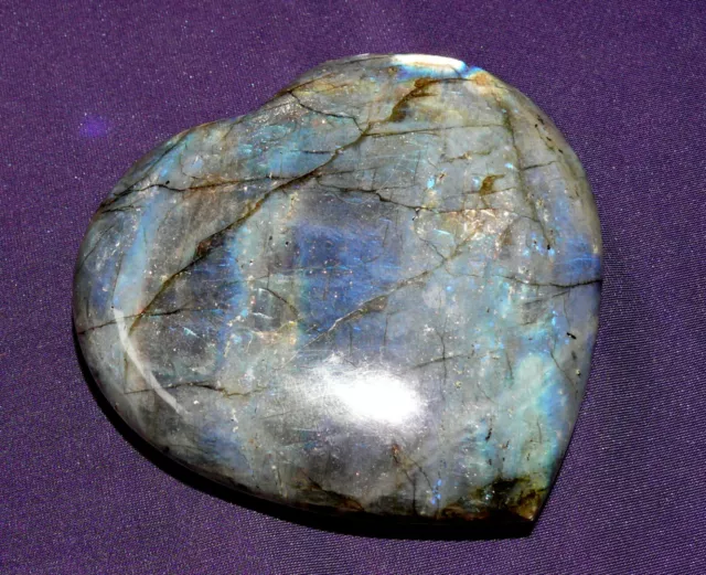 Labradorite, forme cœur, polie, pierre de guérison, 378 g 95 x 92 x 31 mm 3