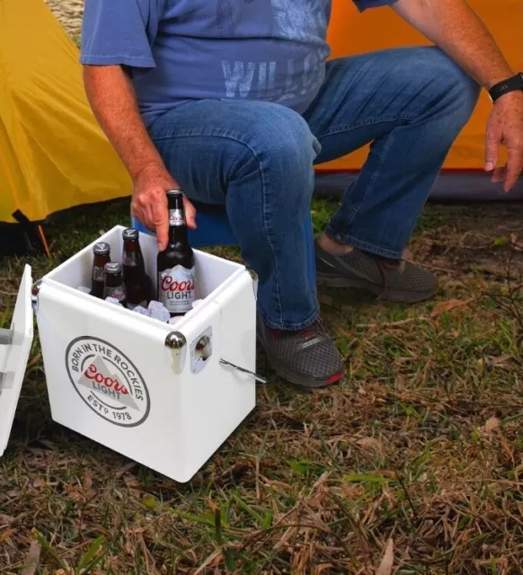 Coors Light Retro Ice Chest Cooler W/Opener 13L (14 qt), White,Silver