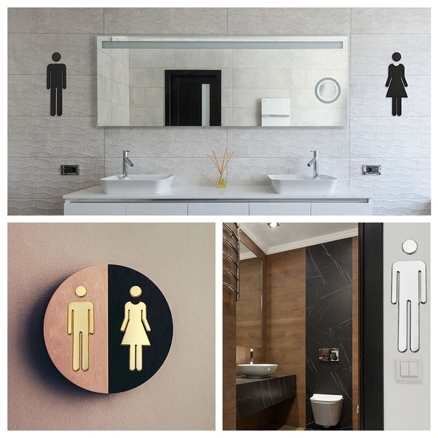 BATHROOM RESTROOM LOO 3D Toilet Sign DIY Door Plaque WC Sticker Woman ...