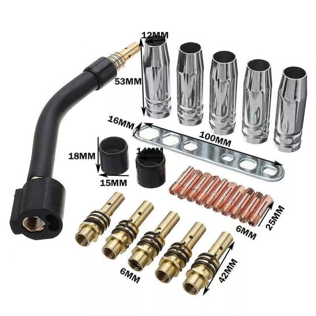 Household Welding Torch Kit MIG/MAG 24pcs / Set For Binzel 15AK Gas Nozzle