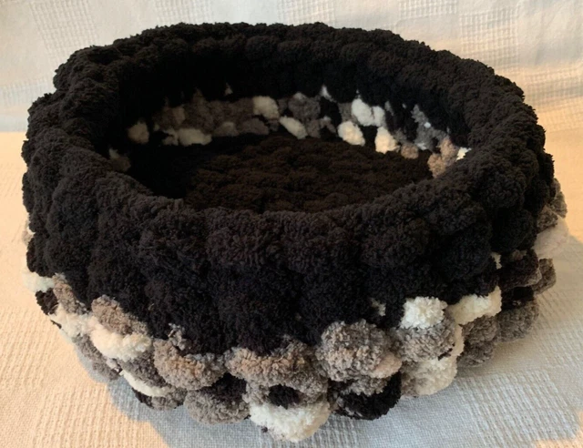Handmade Crochet Knitted Cat Dog Pet Bed Basket Black Grey White