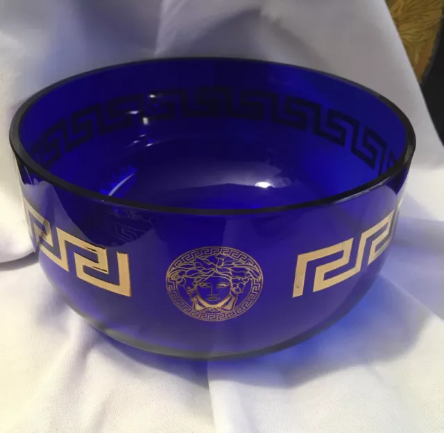 Versace Vase Bowl Medusa Gold Greek Key Fruit Table Home Decor New Sale