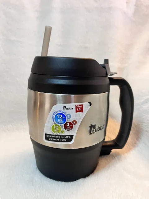 Bubba Keg 52 oz Insulated Travel Mug stainless-black fliptop w/silicone straw