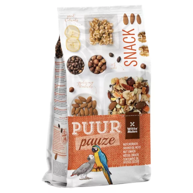 Witte Molen Puur Pauze Snack Muesli per Pappagalli Noci 750 G, Nuova