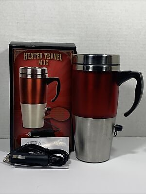 NEW!! Stainless Steel 15oz Heated Insulated Travel Mug W/ 12VDC Adapter