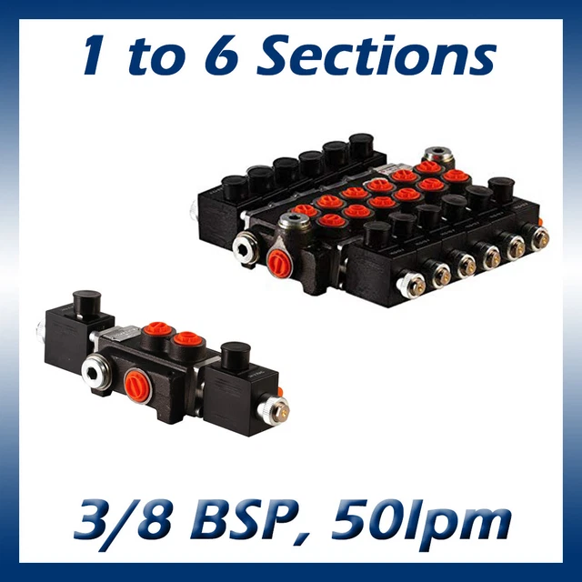 HYDRAULIC SOLENOID CONTROL Spool Valve, 3/8 / 1/2 BSP, 50lpm, 16 Bank