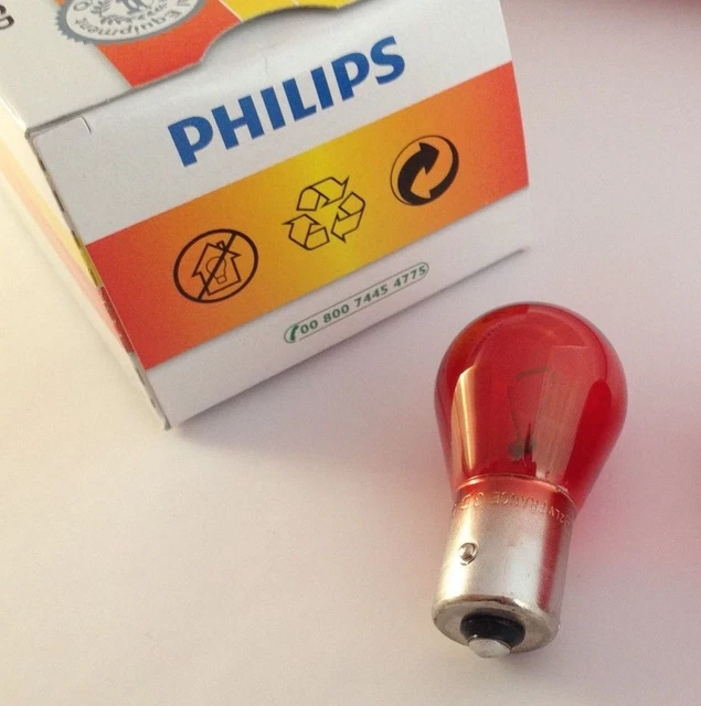 2x Philips PR21W 12V 21W Luce Freno – Lampadina Rossa Con Attacco BAW15s - Foto 2
