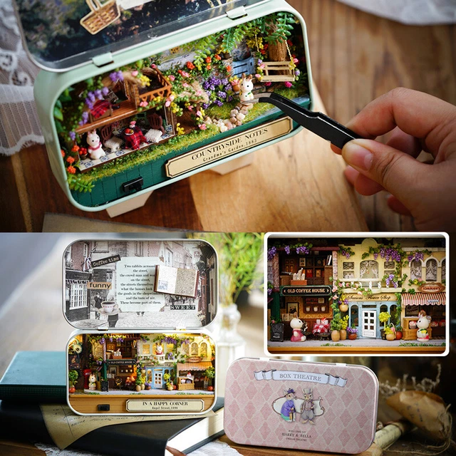 DIY Dolls House Miniature Project Kit The Tin Box Theatre Series Toys Xmas Gift