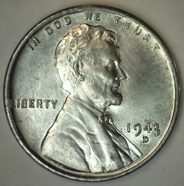 1943 D 1c Lincoln Wheat Uncirculated Cent Denver Mint Coin Genuine Unprocessed