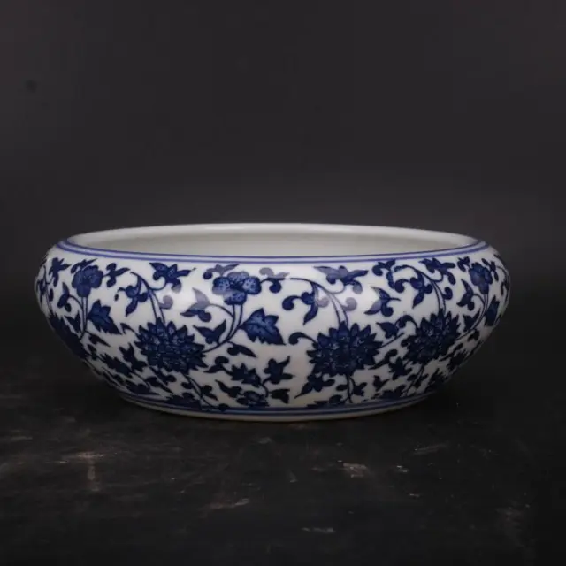 Chinese Blue and White Porcelain Qing Qianlong Lotus Pattern Bowl 5.12 inch
