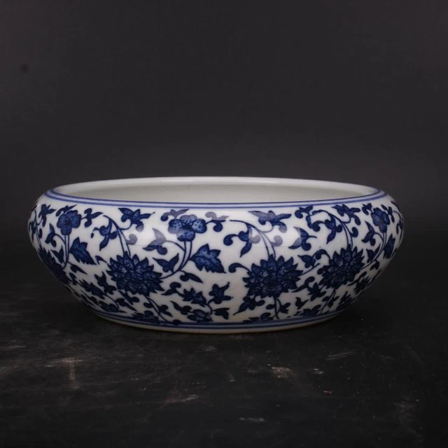Chinese Blue and White Porcelain Qing Qianlong Lotus Pattern Bowl 5.12 inch