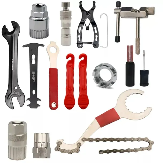 Bicycle Repair Tool Kits Chain Measuring Ruler Crank Puller Extractor Tire Tool