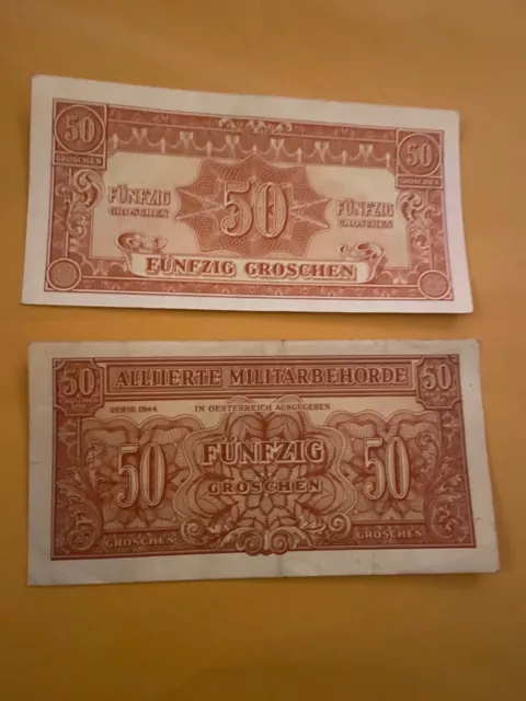 AUSTRIA 50 funfzig groschen 1944 ALLIED OCCUPATION OF AUSTRIA currency