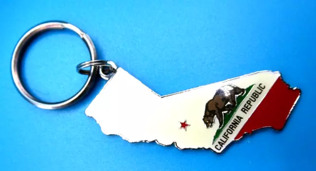 Republic of California Map KeyChain Enamel On Metal Mem 1846 Historic West Coast