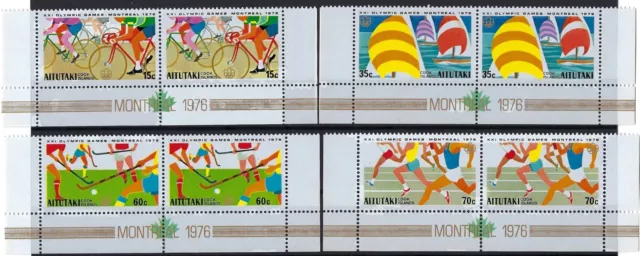 Aitutaki 1976 - Montreal Olympics - Set of 4 Pairs - Bottom of Sheetlets - MNH