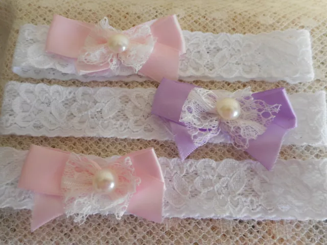 3 X Stretch Headbands (Pink & Lilac Bows)  4 / Reborn Babies